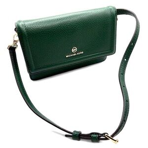 Michael Kors Jet Set Hunter Green Pebbled Leather Crossbody Bag NWOT
